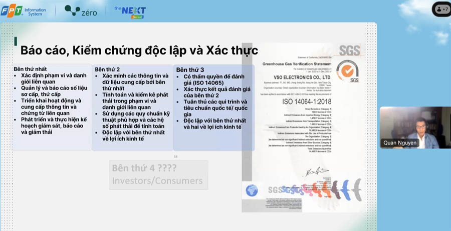 Ông Quân nhấn mạnh quá trình kiểm kê khí nhà kính cần có sự tham gia của ba bên.