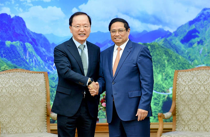 Thủ tướng Phạm Minh Chính tiếp ông Park Hark Kyu, Tổng Giám đốc phụ trách tài chính của tập đoàn Samsung đang thăm, làm việc tại Việt Nam