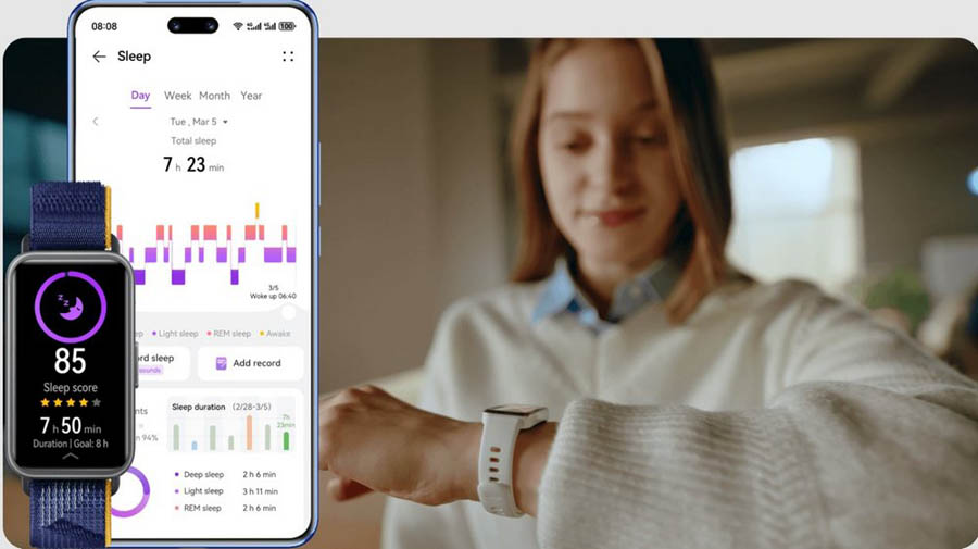 Công nghệ HUAWEI TruSleep 4.0 cho biết các chỉ số giấc ngủ của người dùng.