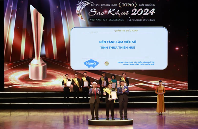 Nền tảng làm việc số tỉnh Thừa Thiên Huế được vinh danh Top 10 Giải thưởng Sao Khuê 2024