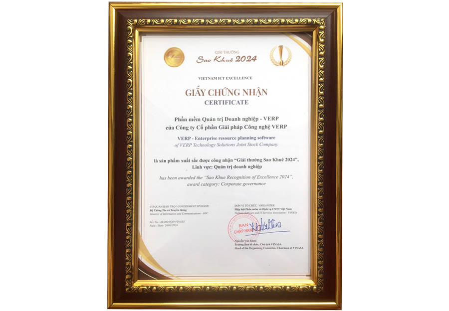 Giấy chứng nhận Sao Khuê 2024