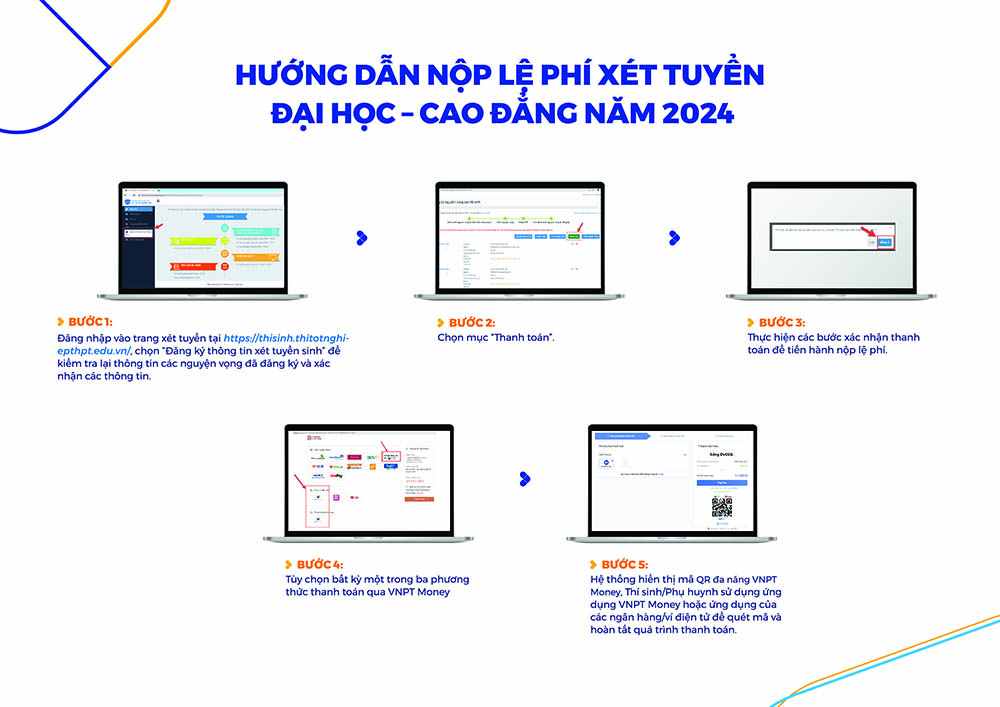Các bước thanh toán trên trang xét tuyển theo cách