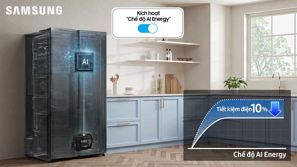 Samsung ra mắt tủ lạnh Side by Side trang bị công nghệ AI