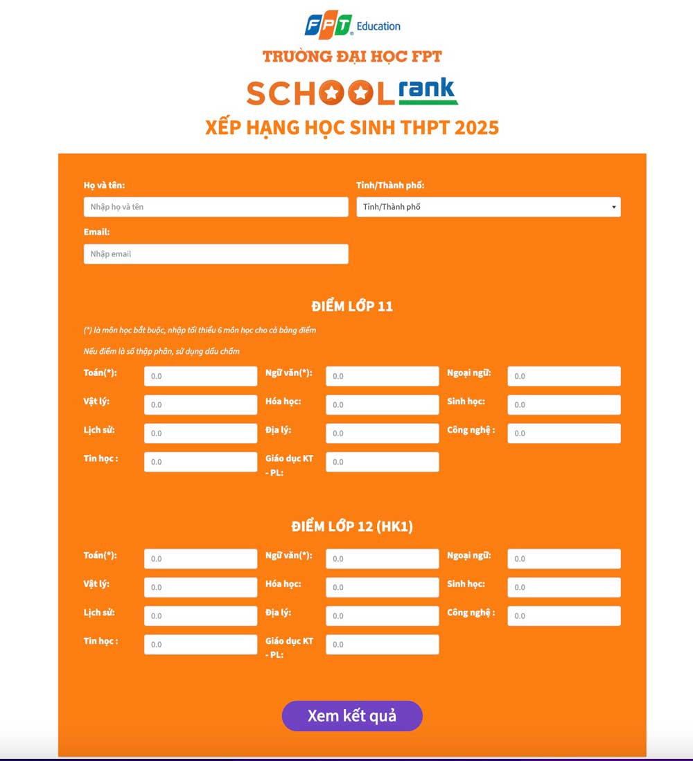 ĐH FPT công bố điểm chuẩn xét tuyển 2025 dựa trên SchoolRank 2025