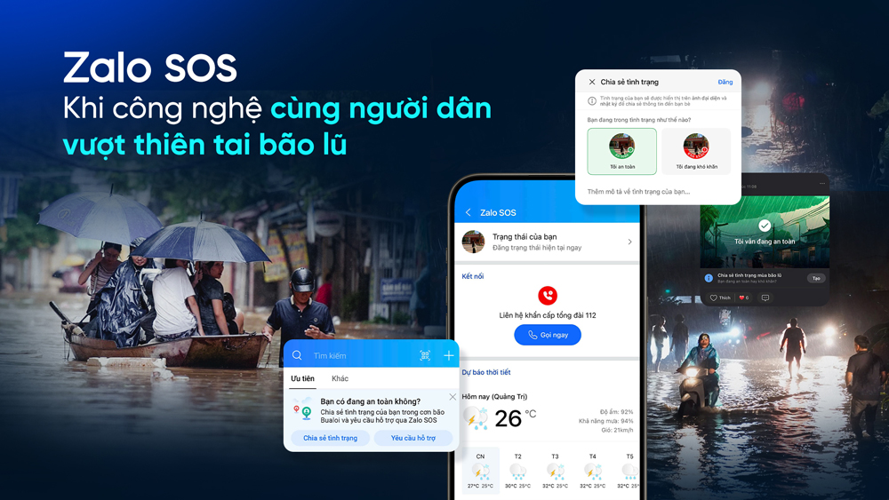 Gần 70 nghìn người dân "kêu khó" qua Zalo SOS vì bão Bualoi