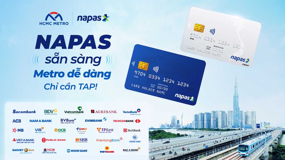 Thẻ NAPAS khả dụng tại tuyến đường sắt đô thị đầu tiên của Tp. Hồ Chí Minh