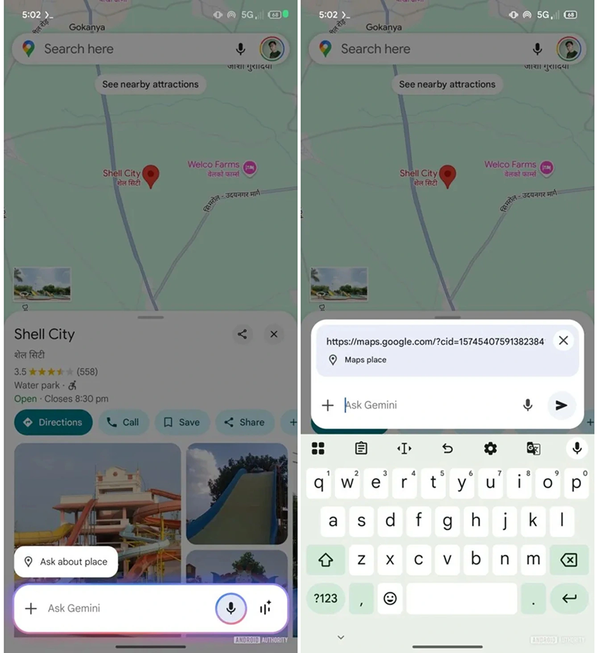 Giao diện chức năng nhận diện ngữ cảnh từ Gemini trong Google Maps