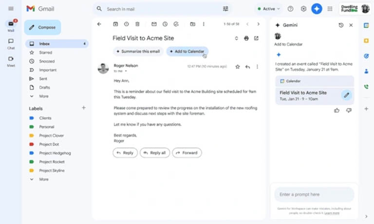Add to Calendar' vừa được bổ sung cho người dùng Gmail