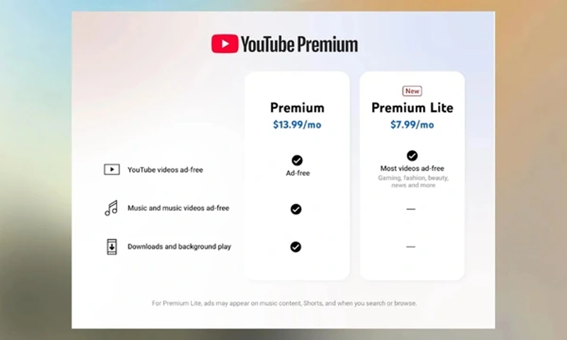 YouTube Premium Lite ra mắt