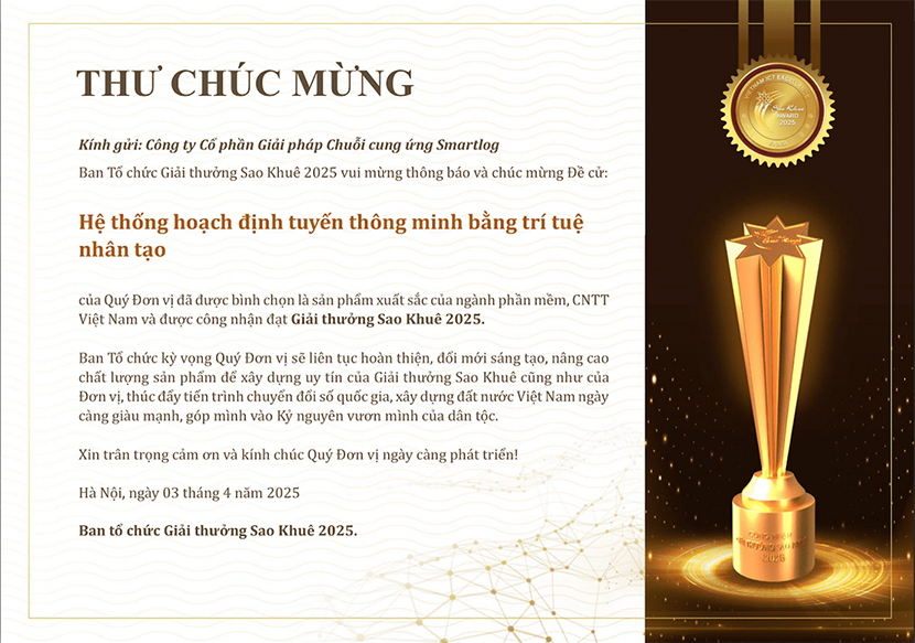 Giải pháp Hoạch định tuyến đường vận tải thông minh SARP