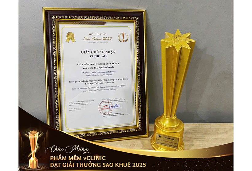 vClinic được vinh danh tại Giải thưởng Sao Khuê 2025, trong hạng mục Y tế và Chăm sóc sức khỏe
