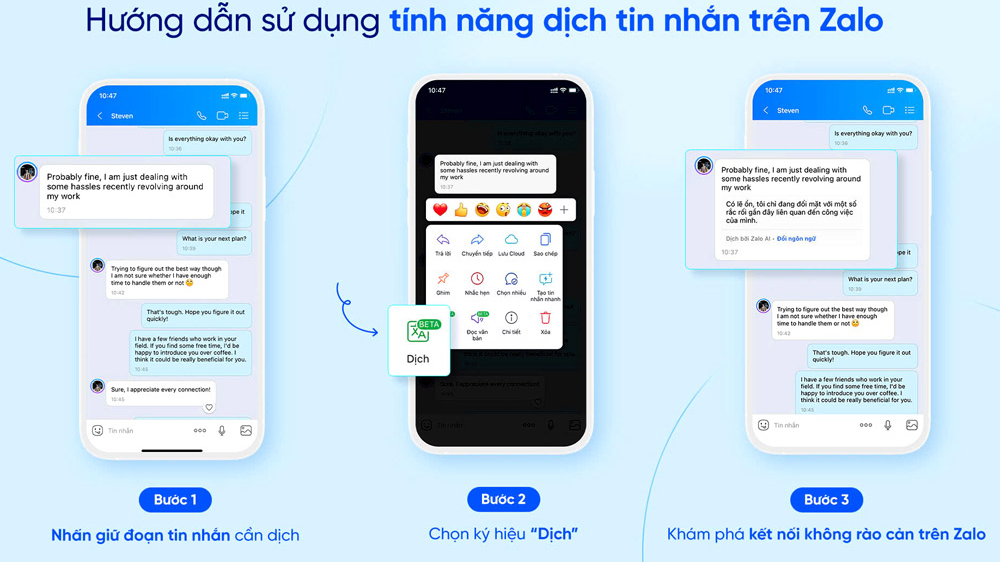 Zalo nâng cấp tính năng dịch AI trong bản cập nhật tháng 6