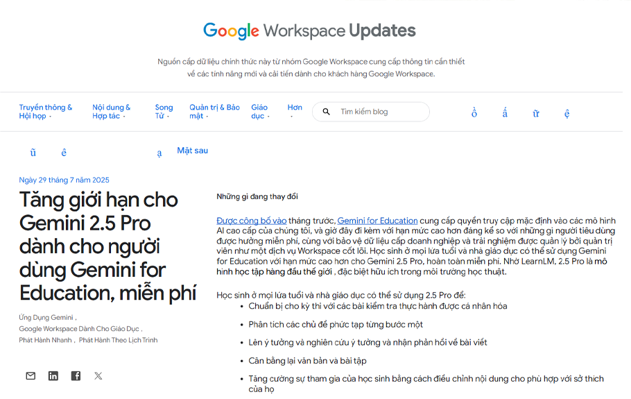 Google tặng miễn phí mô hình AI mạnh nhất cho ngành giáo dục
