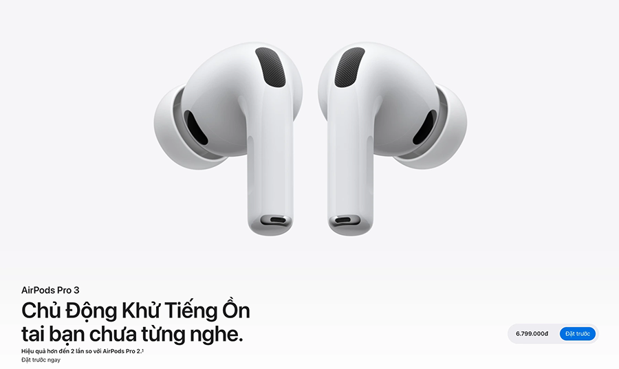 Tai nghe AirPods Pro 3 sẽ được bán với giá 6,79 triệu đồng
