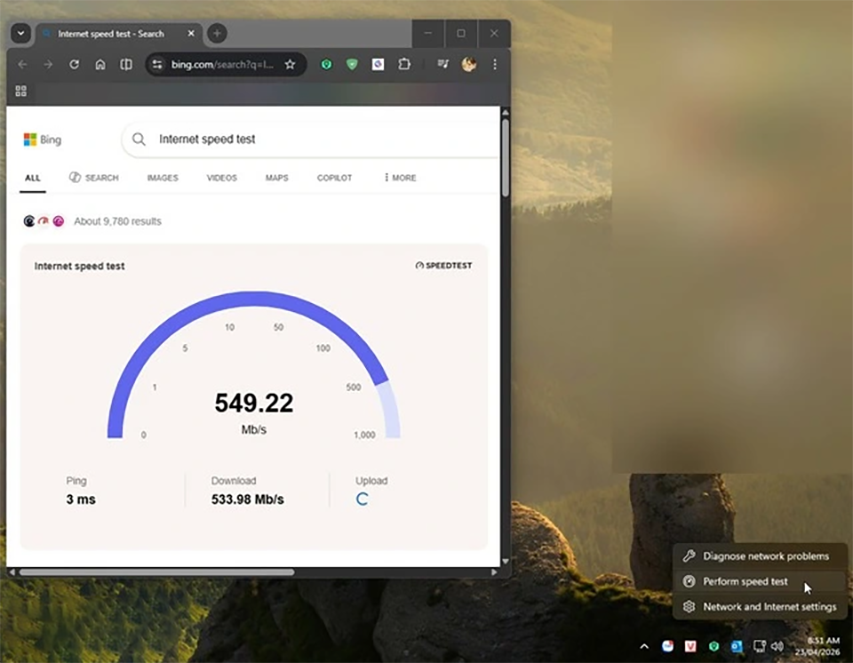 Tính năng đo tốc độ mạng được tích hợp vào taskbar của Windows 11