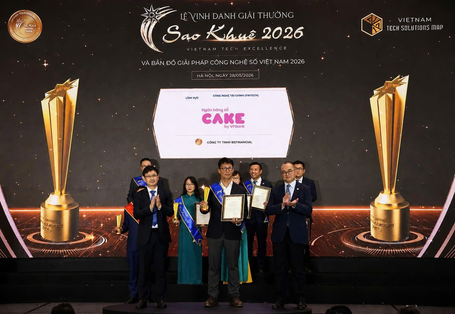 Ngân hàng số Cake được vinh danh tại giải thưởng Sao Khuê 2026 và ghi tên vào Bản đồ Giải pháp Công nghệ số Việt Nam