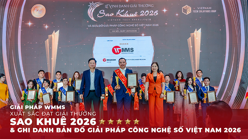 Ông Vũ Văn Kiên – Phó Tổng Giám đốc Công ty Cổ phần Công nghiệp Weldcom nhận cúp và chứng nhận xếp hạng 5 sao dành cho giải pháp WMMS