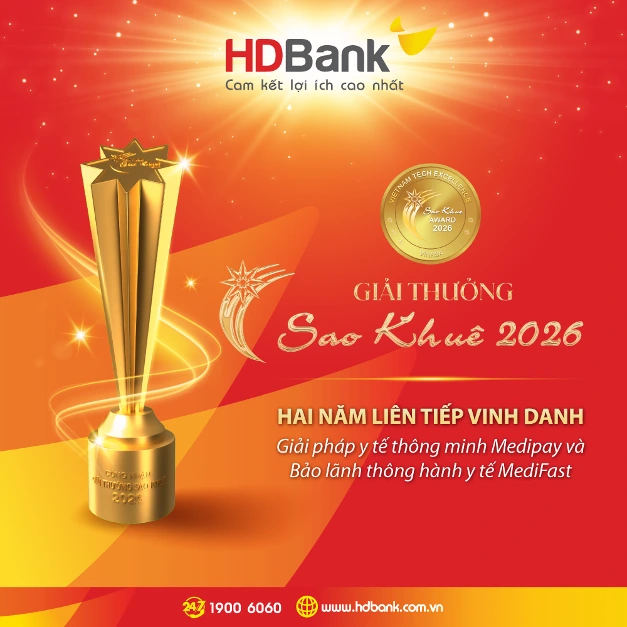 Sao Khuê 2026: Bộ đôi giải pháp MediPay và MediFast của HDBank được vinh danh