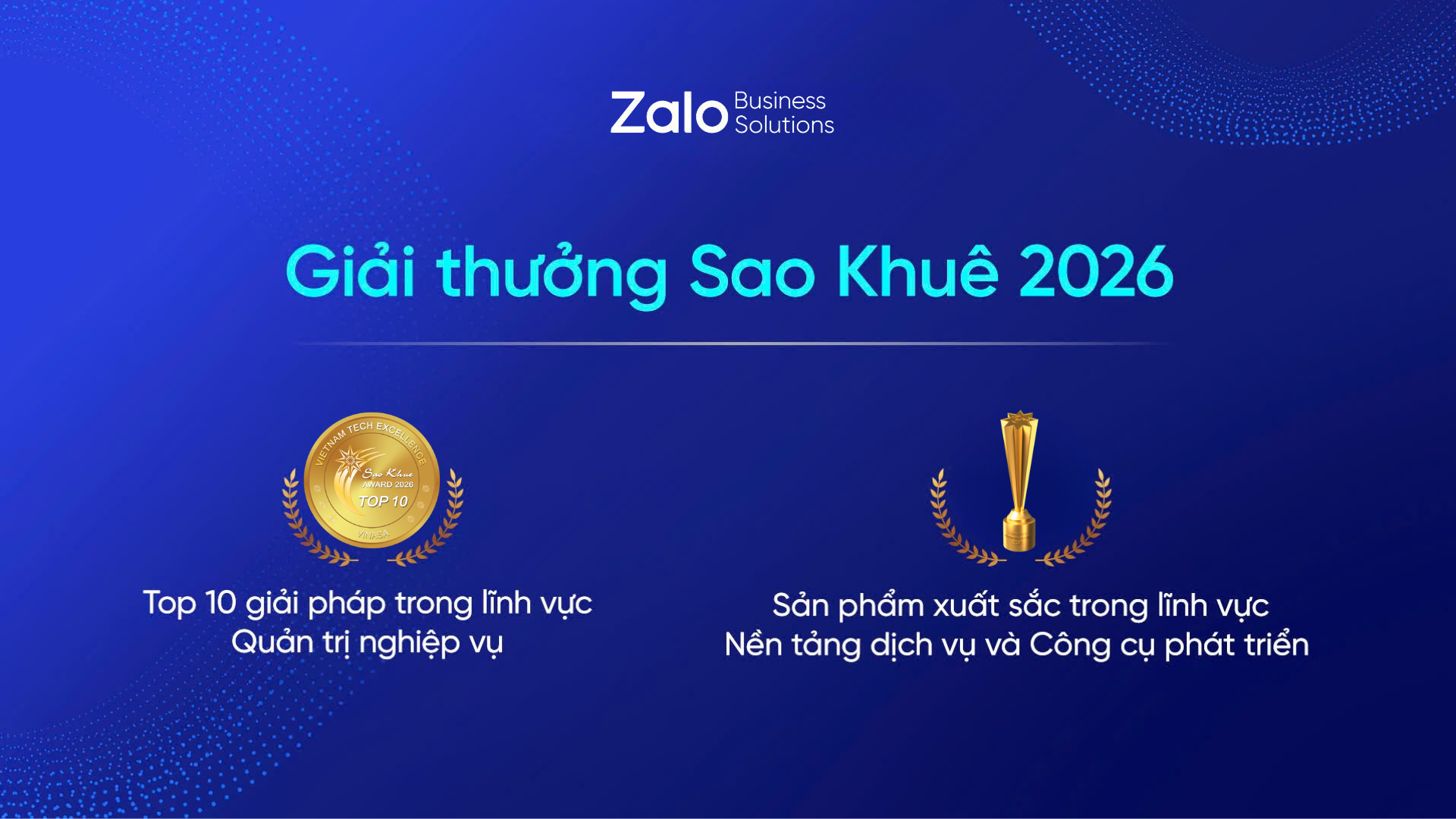 Zalo Business Solutions nhận "cú đúp" giải thưởng Sao Khuê 2026