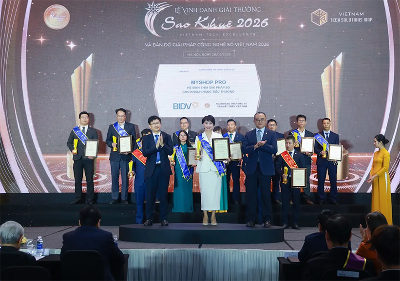 MyShop Pro được vinh danh tại Sao Khuê 2026: Khẳng định dấu ấn tiên phong của BIDV trong hành trình số hóa hộ kinh doanh