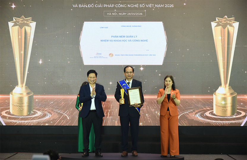 Phần mềm Quản lý nhiệm vụ Khoa học và Công nghệ của CUSC được vinh danh tại Sao Khuê 2026