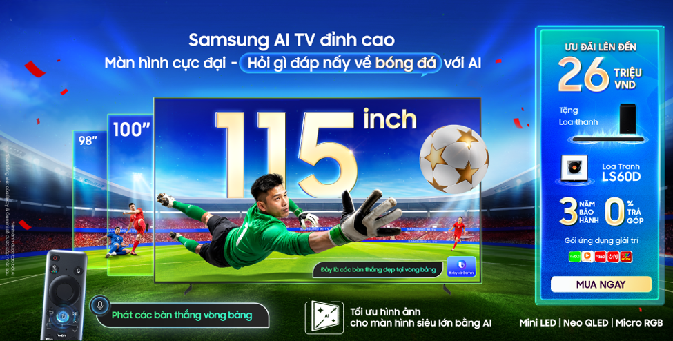 Nhiều ưu đãi cho người dùng khi "lên đời" Samsung AI TV nhân dịp ASEAN HYUNDAI CUP 2026