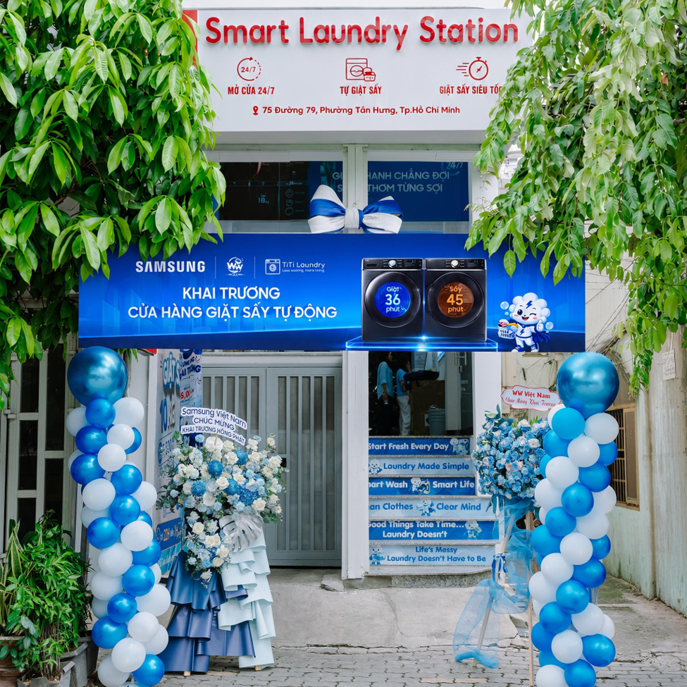 Giải pháp giặt sấy công nghiệp Samsung hiện diện tại mô hình giặt sấy tự phục vụ 24/7