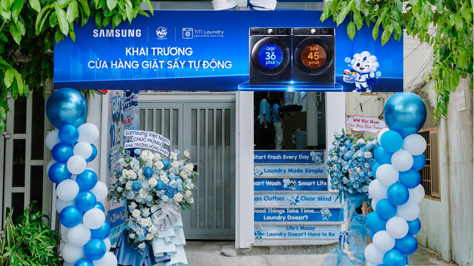 Giải pháp giặt sấy công nghiệp Samsung hiện diện tại mô hình giặt sấy tự phục vụ 24/7