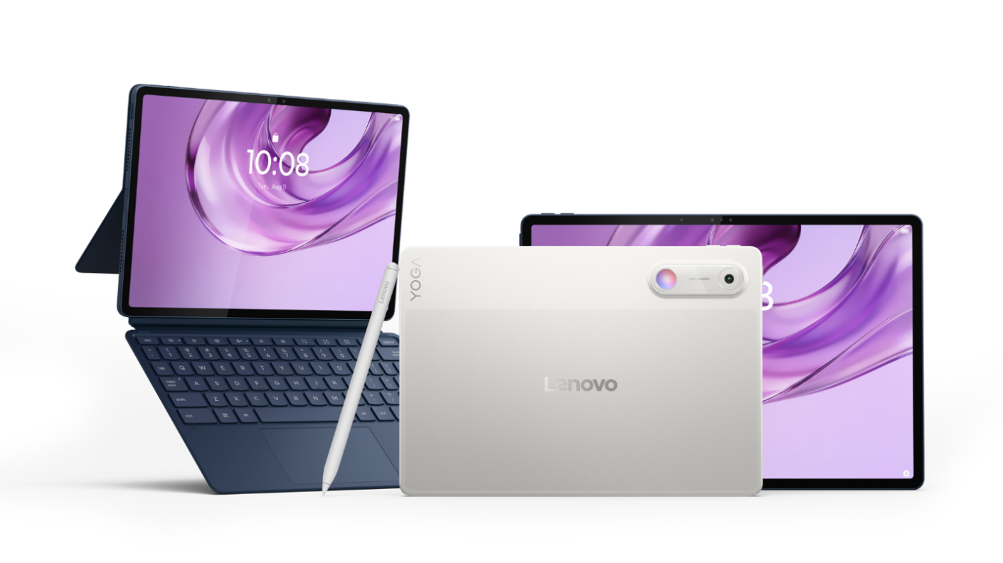 The Yoga Tab Gen 2 in Cosmic Blue and Seashell