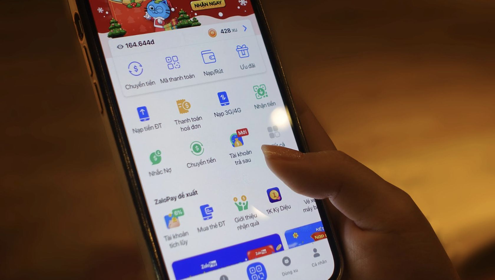 Tài khoản trả sau hiển thị ngay trong trang chủ của ví ZaloPay