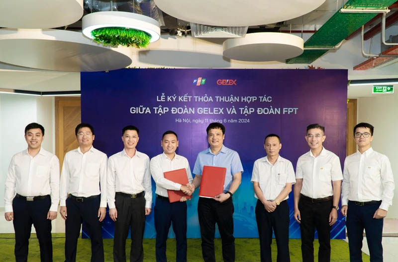 Lãnh đạo GELEX và FPT tại Lễ ký kết thỏa thuận hợp tác