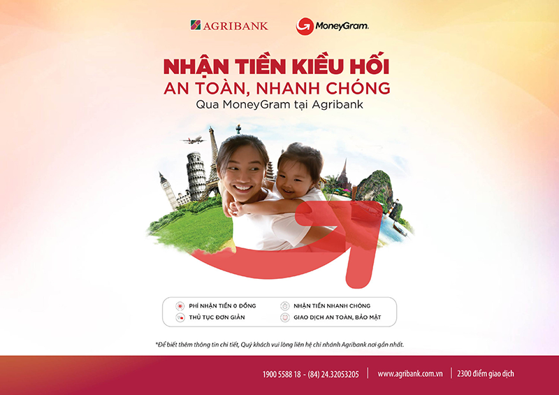 Có thể nhận tiền kiều hối qua MoneyGram tại Agribank
