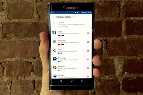 DTEK của Priv thống kê chi tiết các ứng dụng truy cập dữ liệu người dùng