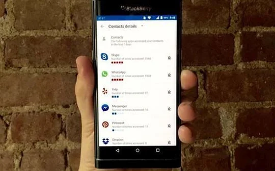 DTEK của Priv thống kê chi tiết các ứng dụng truy cập dữ liệu người dùng