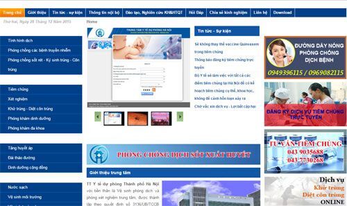 Website Y tế dự phòng Hà Nội hoạt động trở lại