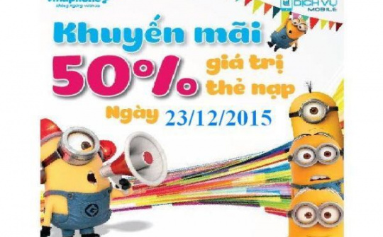 VinaPhone khuyến mại 75% mệnh giá thẻ nạp điện thoại