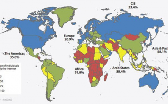Năm 2016: 47,1% dân số thế giới đã được tiếp cận internet