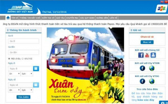Đường sắt Việt Nam cảnh báo về các trang web bán vé tàu Tết giả mạo