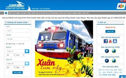 Đường sắt Việt Nam cảnh báo về các trang web bán vé tàu Tết giả mạo