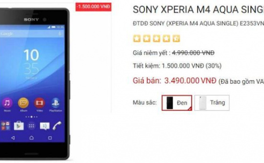 Sony Xperia M4 Aqua giảm giá bán 1,5 triệu đồng tại thị trường Việt Nam