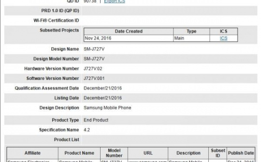 Galaxy J7 2017 được cấp chứng chỉ của Bluetooth Special Interest Group (SIG)