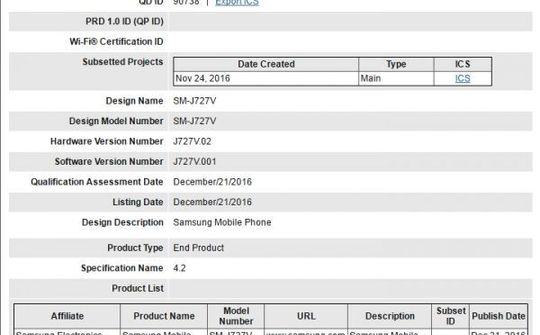 Galaxy J7 2017 được cấp chứng chỉ của Bluetooth Special Interest Group (SIG)