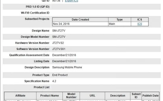 Galaxy J7 2017 được cấp chứng chỉ của Bluetooth Special Interest Group (SIG)