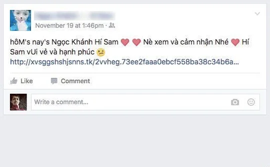 Dùng liên kết giả mạo để đánh cắp tài khoản Facebook