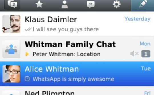 WhatsApp cập nhật phiên bản mới trên BlackBerry 10