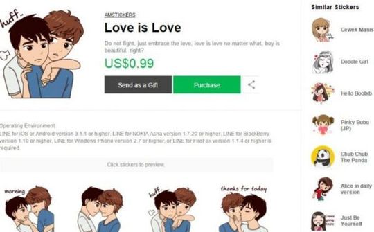 Indonesia yêu cầu ứng dụng Line gỡ bộ biểu tượng LGBT khỏi cửa hàng của họ