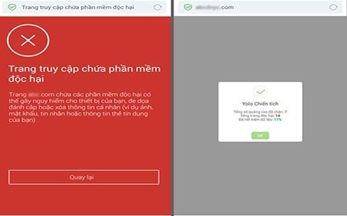 Trình duyệt di động YOLO mini tuyên bố chặn được mã độc