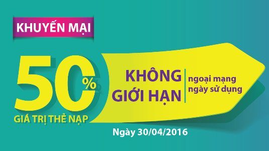 Viettel khuyến mại thẻ nạp nhân dịp nghỉ lễ 30/4,1/5