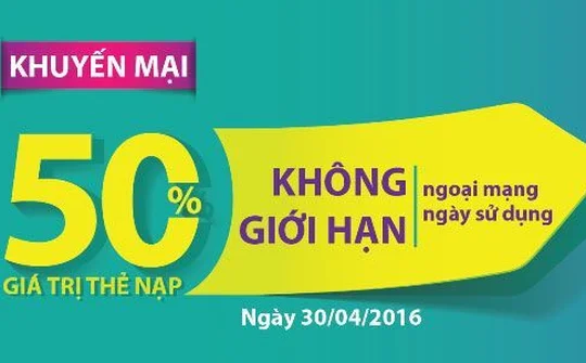 Viettel khuyến mại thẻ nạp nhân dịp nghỉ lễ 30/4,1/5