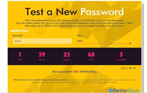 BetterBuys - dịch vụ kiểm tra độ an toàn của mật khẩu